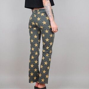 Moschino Vintage Green Jeans with Gold Star Pattern Size 31